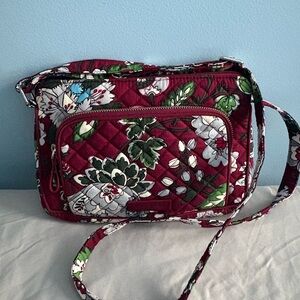 Vera Bradley Burgundy and Green Floral Crossbody Bag